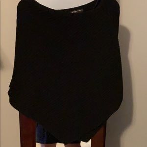 Black ribbed poncho sweater